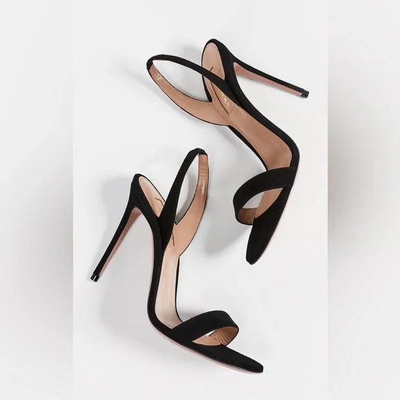 Like new Aquazzura 85mm So Nude Sandals Black Velvet 36 $695